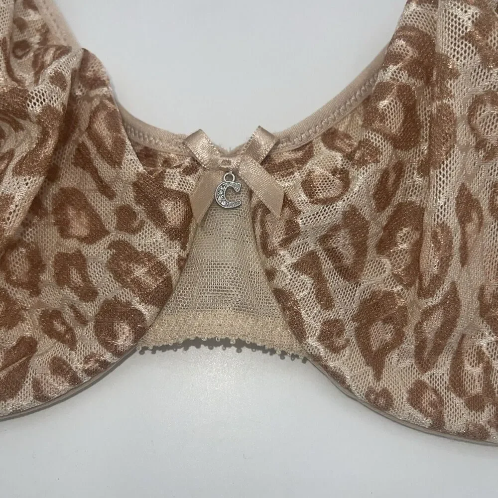 Chantelle C Magnifique Seamless Minimizer Bra In Natural Leopard Sz 32D New WOT